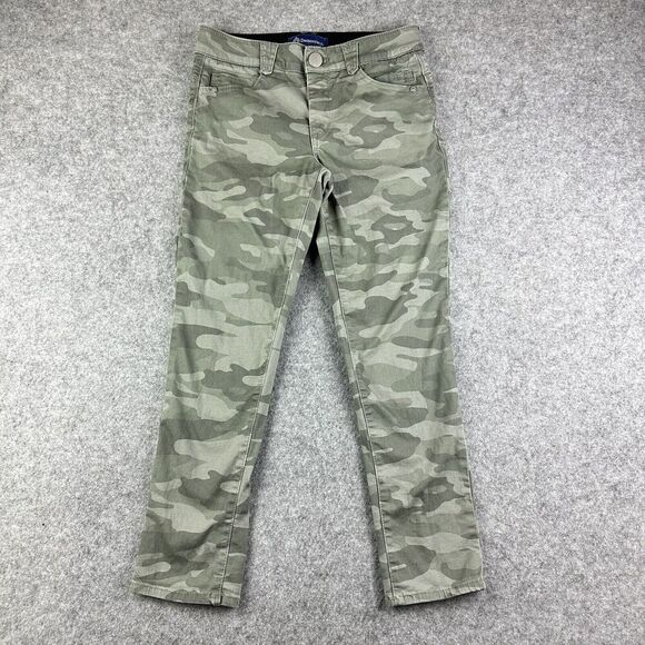 Democracy Ab Solution Jeans Womens 4 Green Camo Skinny Ankle Stretch Denim Pants - Picture 1 of 14